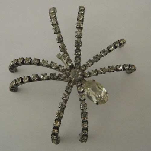 VINTAGE KLARE STRASS SPINNE BROSCHE RIESIG 3 1/4" DREIDIMENSIONAL - Bild 12 von 12