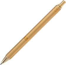 PENTEL Energel Alloy Retractable Gel Pen, Gold Barrel, Black Ink, Includes Gif B