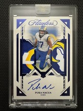 2023 Panini Flawless Puka Nacua Rookie Dual Patch On Card Auto Sapphire /10! SP