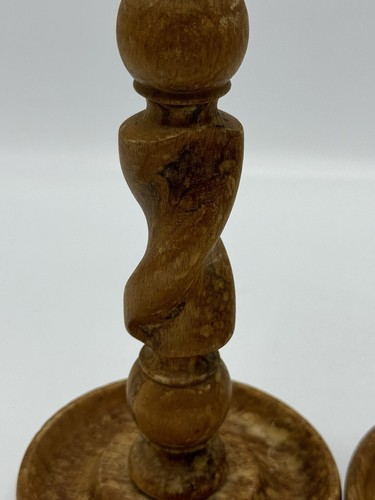 Candle Stick Holder Wood & Metal Design Pair 10” Tall Christmas Table - Picture 10 of 17