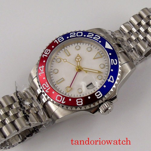 BLIGER 40mm GMT Automatic Men Watches Sapphire Crystal Auto Date Jubilee Strap - Picture 7 of 9