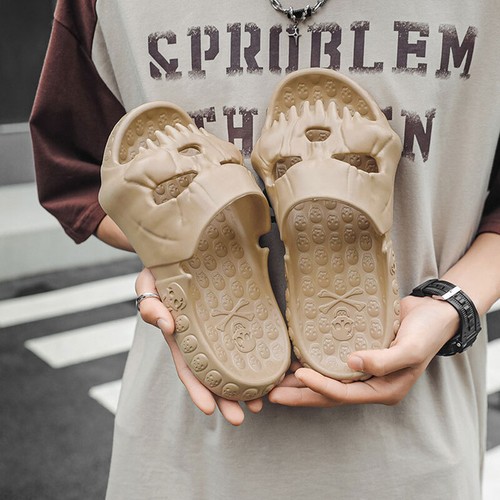 New Skull Design Men Women Slipper Summer Outdoor Fun Single Band Slides Slipper - Picture 16 of 24