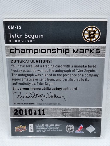 2011-12 SP Game Used Championship Marks Auto ‘0’ CM-TS Tyler Seguin 21/50 - Bild 2 von 2