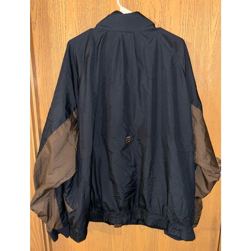 Chaqueta cortavientos FootJoy DryJoy para hombre negra pata de gallo cremallera completa (XXL) Foto 4 de 4