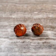 Midcentury Radio Knobs 1940s-50s 2pc Swirled Plastic 1/4" D Shaft