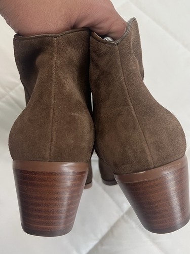 Scarpe stivaletti Banana Republic donna marroni scamosciati alla caviglia zip laterale tacco a blocco 8,5 - Foto 10 di 13
