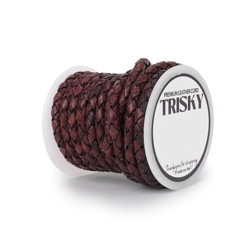 Cordón de cuero trenzado real/genuino para hacer joyas 3 mm marrón envejecido - Imagen 2 de 6