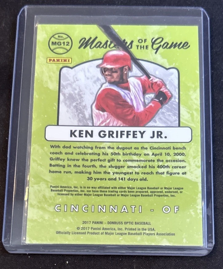 2017 Donruss Optic - Masters of the Game Ken Griffey Jr. Insert #MG12 Mariners - Image 2 of 2