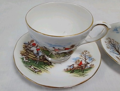 Vintage Duchess English Porcelain Cup & Saucer With Hunting Scene Qty 2 - Picture 2 of 8