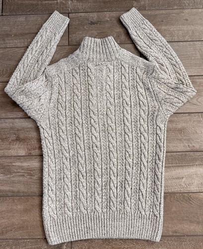The Superdry Co. Grobstrick Pullover Herren Large Wollmischung Zopfmuster Grau - Bild 2 von 8