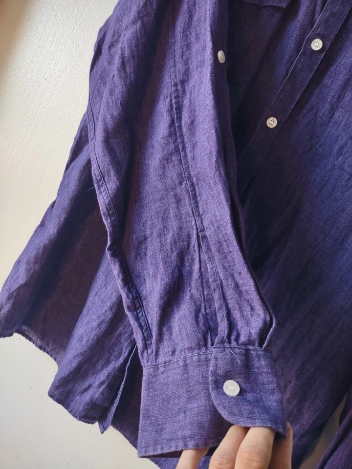 Camisa de vestir para hombre morada XL ajustada Murano Baird manga larga abotonada Foto 3 de 4