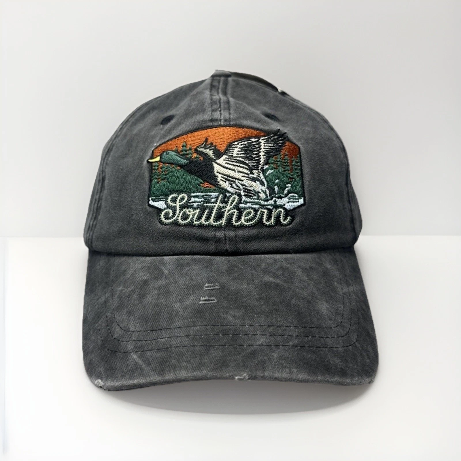 Southern Duck Embroidered Hat The Easy Life Gray Strapback Cap Outdoor One Size