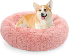 NOYAL Calming Donut Dog Bed for Small to Medium Dogs Cats - Plush Faux Fur Ant