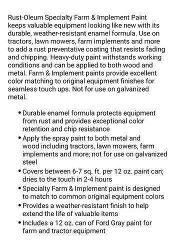 Rustoleum 280138 Farmlack Ford grau - 12 Oz. - Bild 3 von 3