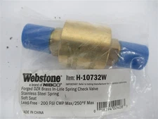 Webstone H-10732W , 1/2" DZR Brass In-line Spring Check Valve