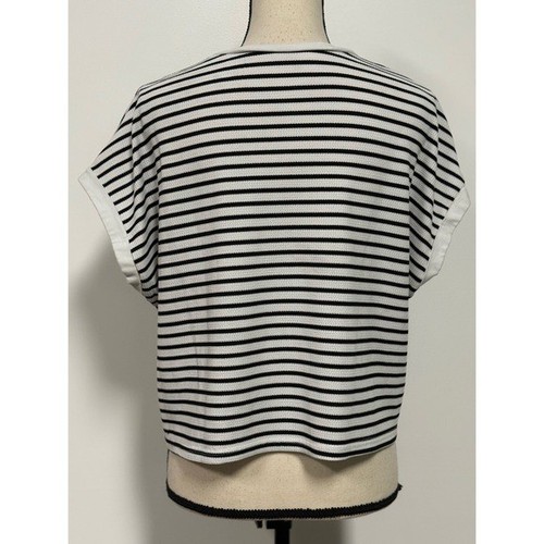 2 Piece Set Short Sleeve Crop Top & Shorts Black & White Stripes Size L - Picture 8 of 13