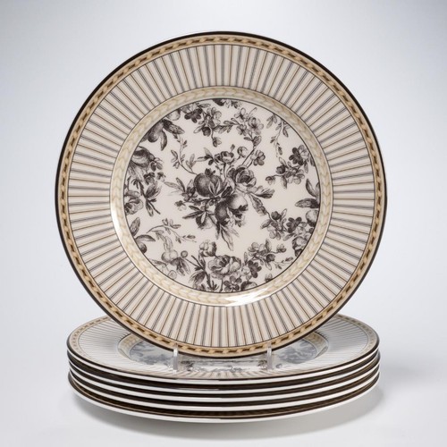 Royal Doulton Provence Noir Platos de Ensalada Floral de Frutas Blancas Negras Lote de 6 piezas 9" - Imagen 1 de 5