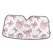 Bow Pink Windshield Sun Shade for Cars, Trucks, SUVs - UV Rays 57x31.5 Inch