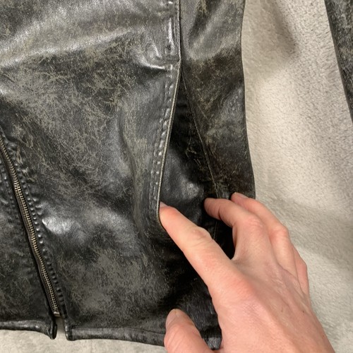 Chaqueta Ralph Lauren Para Hombre Grande Negra Motociclista Cuero Look Café Corredor Envejecido - Imagen 12 de 23