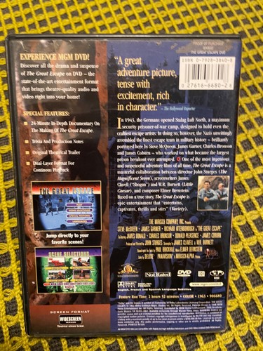 DVD The Great Escape Steve McQueen James Garner Richard Attenborough MGM - Picture 2 of 17