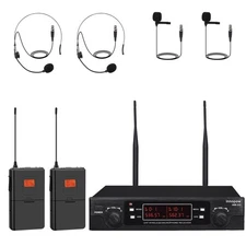 200-Channel Wireless Microphone, Wireless Lavalier Microphone Dual UHF Bodypa...