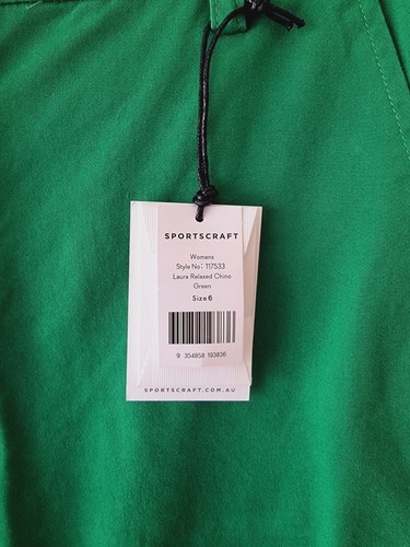 *New* SPORTSCRAFT Green Laura Relaxed Chino Cotton Blend Pants SIZE 6 Pockets - Picture 2 of 7