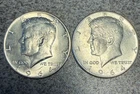 LOT OF 2 - 1964 50C JOHN F. KENNEDY SILVER HALF DOLLARS - 90% SILVER AS SHOWN