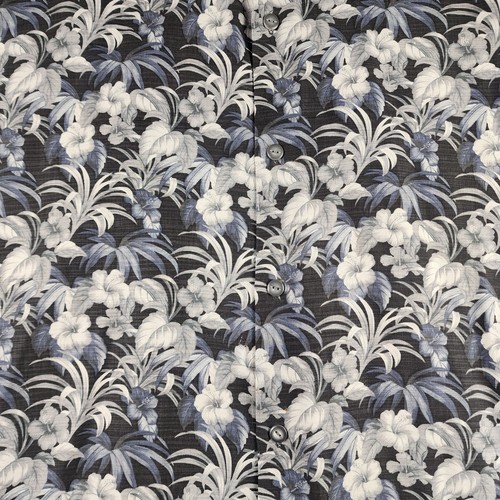 Camisa Tommy Bahama Para Hombre L Azul Negro Seda Tropical Manga Corta Botón Delantero - Imagen 4 de 7