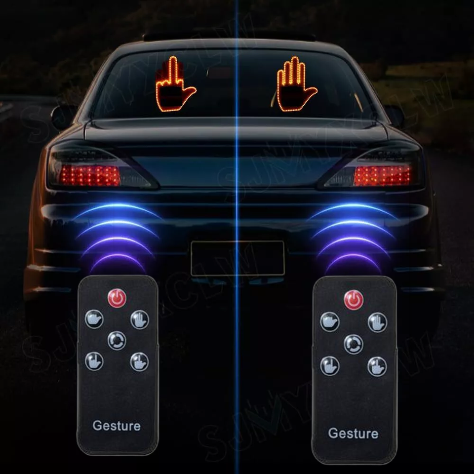 Funny Road Rage Signs Car Middle Finger Gesture Light Rear Window Light ...