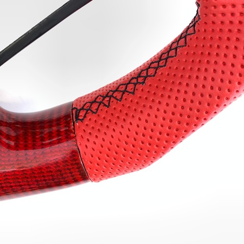 Volante de fibra de carbono rojo con moldura para Honda Accord 9ª generación 2013-2017 - Imagen 7 de 9