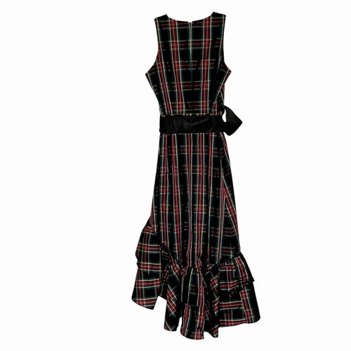 Boston Proper Plaid Ruffled Sleeveless Statement Special Occasion Maxi Dress 12 - Picture 9 of 17