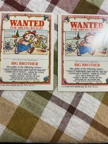 Mülleimer Kinder Behaarte Harriet/Buschig Bernice 150a/150b 1986 Topps - Bild 2 von 2