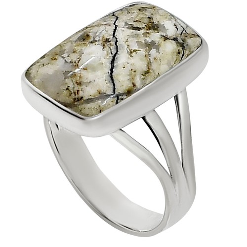 Auténtico Anillo de Plata de Ley 925 Turquesa Búfalo Blanco s.9 Joyería R-1003 - Imagen 3 de 5