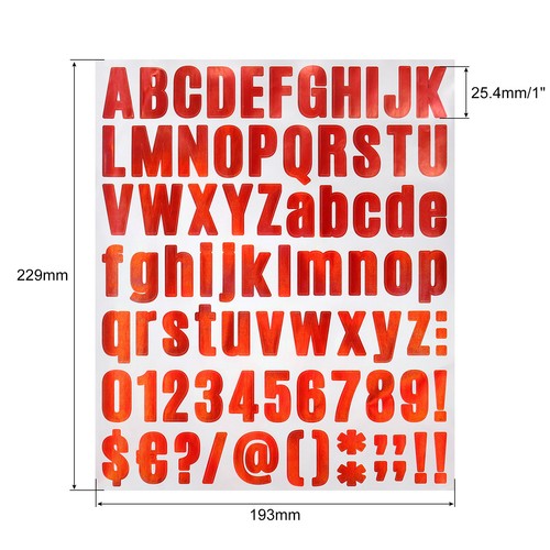 Letter Alphabet Number Stickers, Reflective Glitter Red 1" 81 Count/Sheet,8pcs - Imagen 2 de 5
