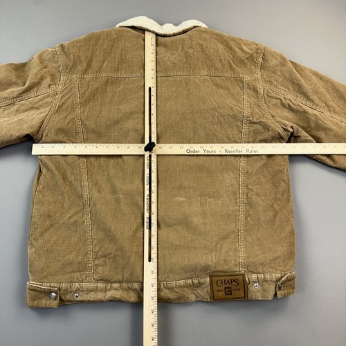 Chaps Jacket Mens XL Tan Corduroy Sherpa Lined Trucker Western Snap Front Coat - Picture 7 of 14