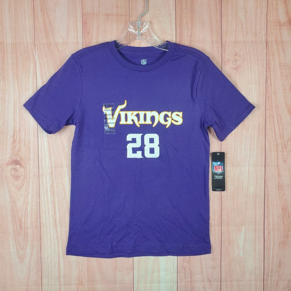 Camiseta del equipo de fútbol americano NFL Adrian Peterson #28 Minnesota Vikings niños mediana púrpura Foto 2 de 4