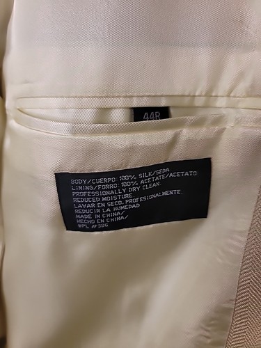 Herren 44 Blazer Sport Mantel Jacke Haggar hellbraun 100% Seide strukturiert Hochzeit - Bild 8 von 10