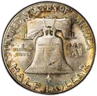 1963-P PCGS Certified MS63 Franklin Silver Half Dollar w/ PQ Colorful Rim Toning