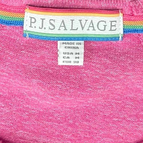 P.J. Salvage Pink Rainbow Heart Long Sleeve Soft Jersey Tee size M NEW Tags - Picture 5 of 11