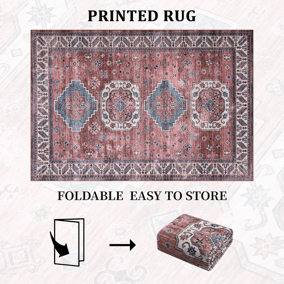 Large Area Rugs 9x12 Vintage Living Room Rugs Washable Rugs Geomertic ...