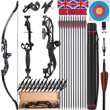55lbs Archery 54'' Takedown Recurve Bow Carbon Arrow Tips Set Adult Hunt Shoot