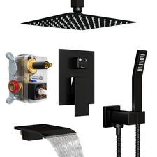 Shower Faucet Set with Tub Spout, Ceiling Mount Shower System with 10 Inch Ra...