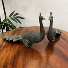 Bronze or brass PEACOCKS sculpture pair