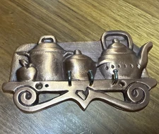 1999 Vintage Odi Copper Tone Cast Metal Key Rack Wall Hanger Holder