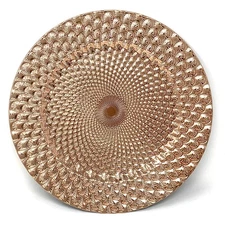 allgala 13-Inch 6-Pack Heavy Quality Round Charger Plates-Peacock Rose Gold-HD80