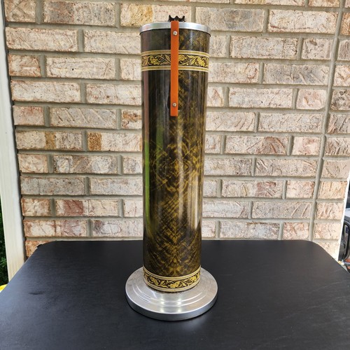 Vintage Floor Standing Ashtray MCM Chair Side Cylinder Art Deco 50s Floral Metal - Picture 7 of 19