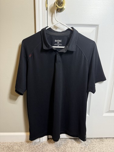 Rhone Poloshirt Herren L Delta Pique Stretch Lyocell Mischung Golf Activewear schwarz