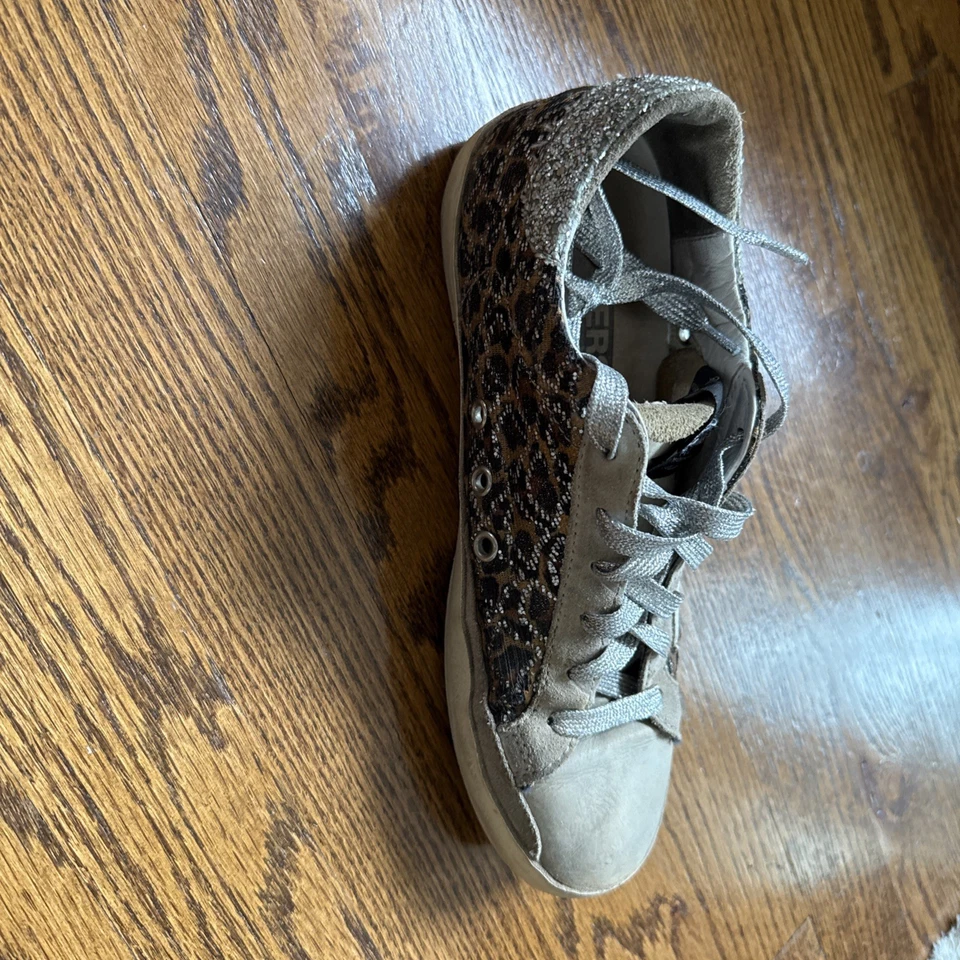 Golden Goose Superstar GGDB Size US 7.5 Silver Glitter Black/Brown/Tan Leopard - Image 4 of 4