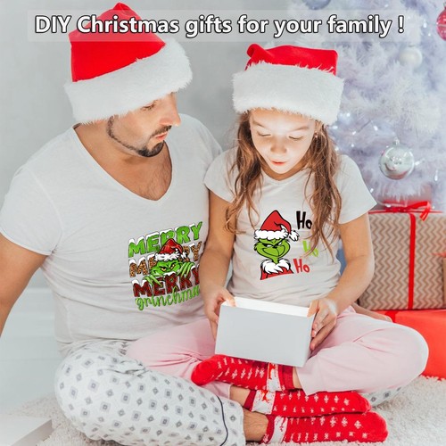10 Blatt Grinchs Weihnachten Bügeltransfers für T-Shirts, Weihnachtswärme - Bild 5 von 6