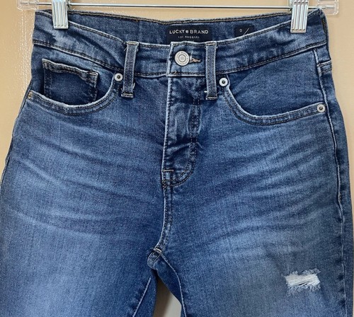 Lucky Brand Jeans Women's 0/25 Blue Distressed Mid Rise Skinny Ava Ankle Denim - Picture 6 of 13
